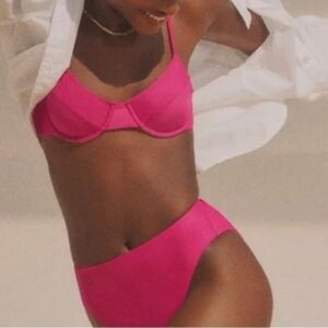 J Crew High Rise Full Coverage Bikini Bottom Small NWT Fuchsia Pink Swim BM642